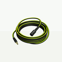 Coiled green and black hose with  black connectors